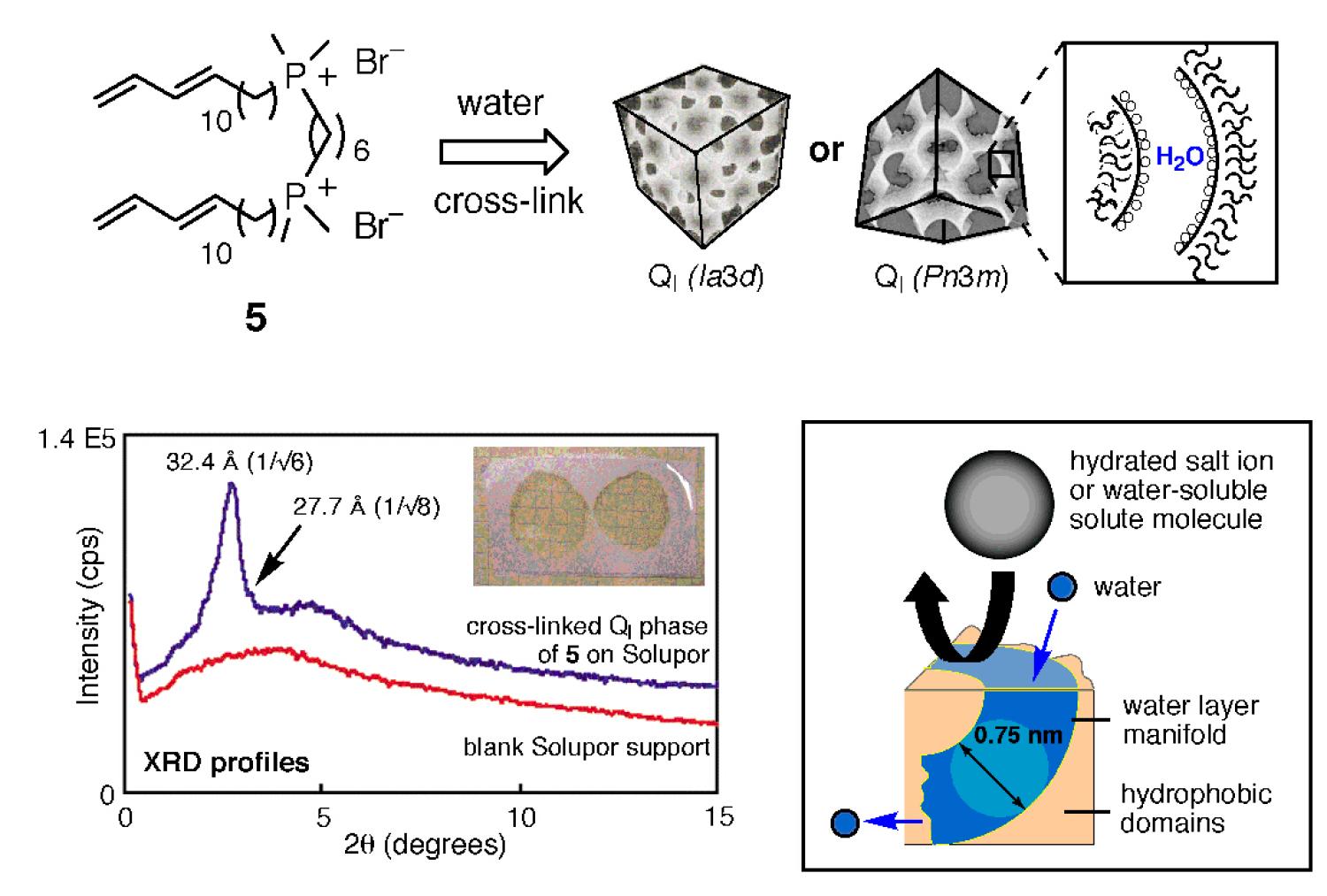 Water desalination via molecular-size exclusion