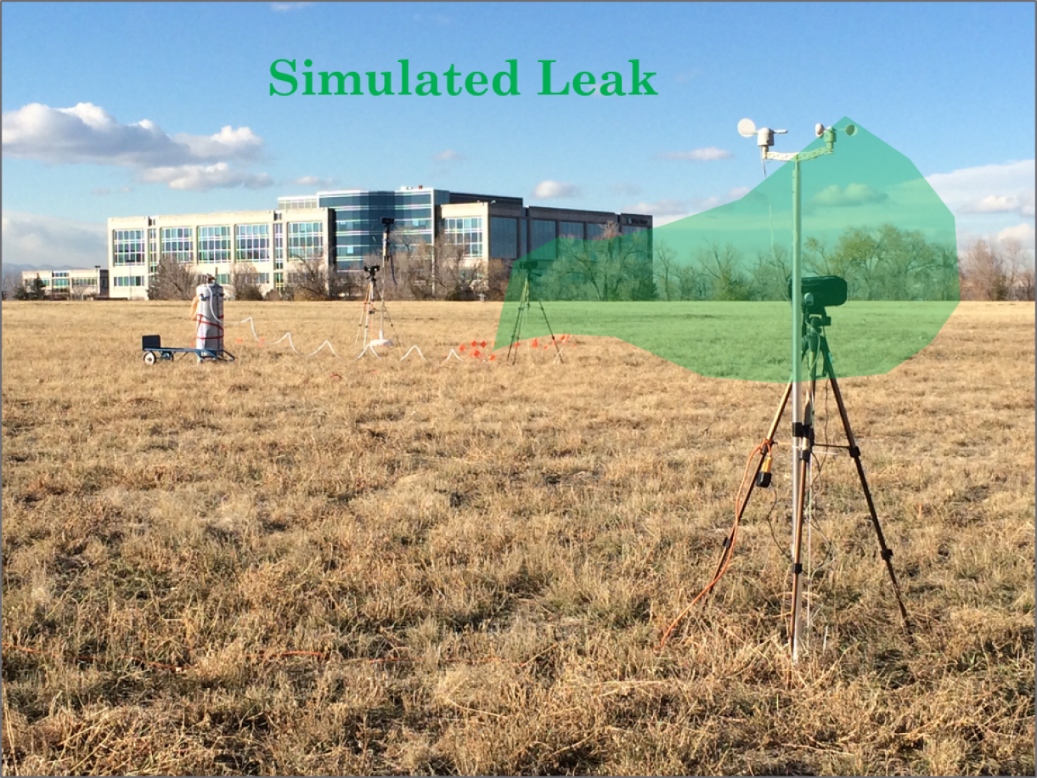 simulated methane link in a field on campus