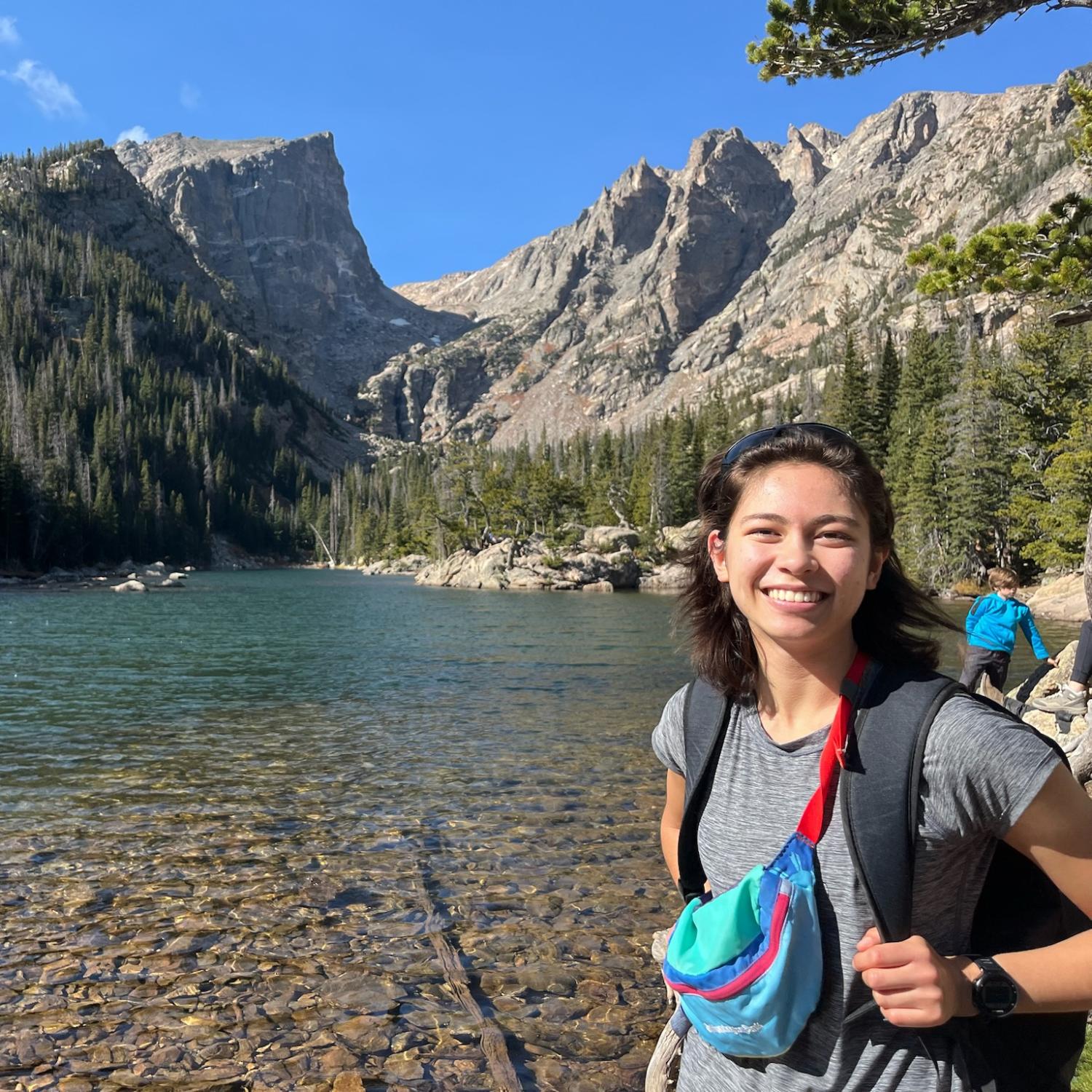 Erika in front of a lake