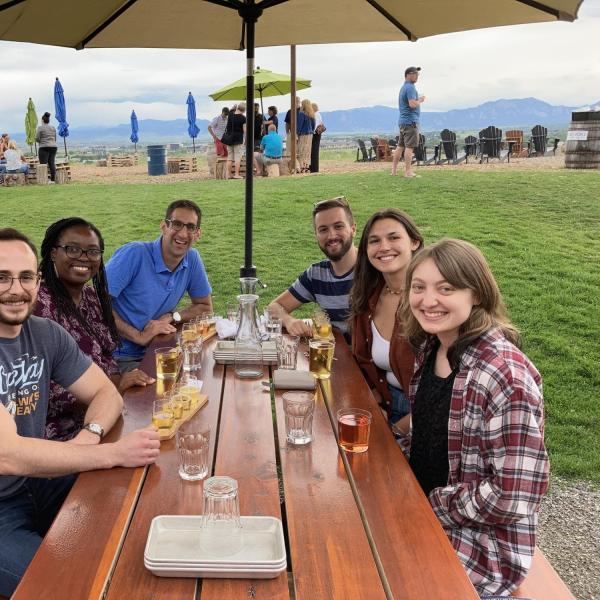 Kaar lab at happy hour grabbing some ciders.
