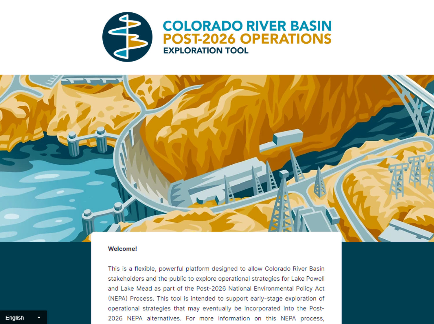 Screenshot of the Colorado River Basin Post-2026 Operations Exploration Tool