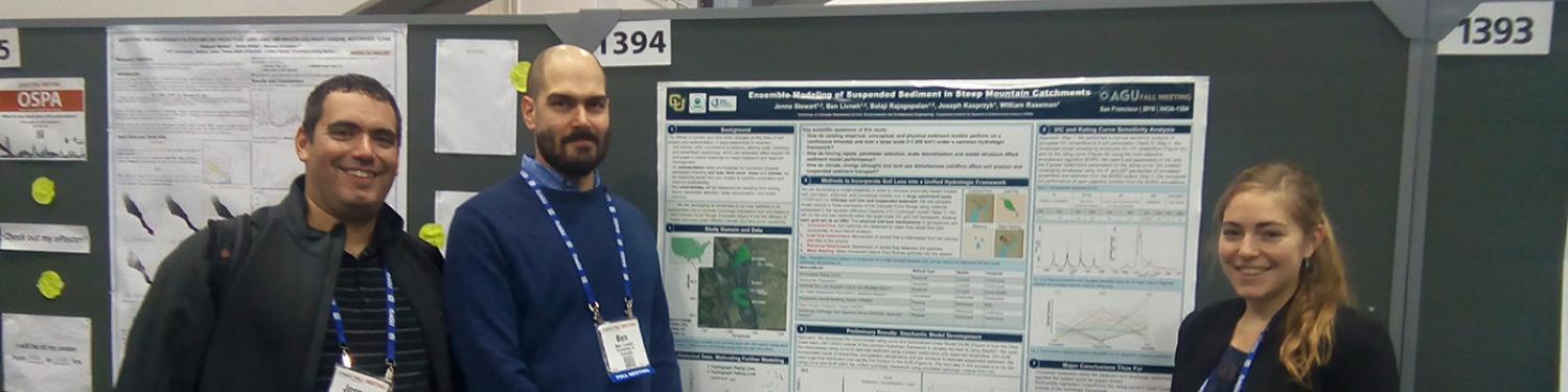 Joe Kasprzyk, Ben Livneh, and Jenna Stewart at AGU 2016
