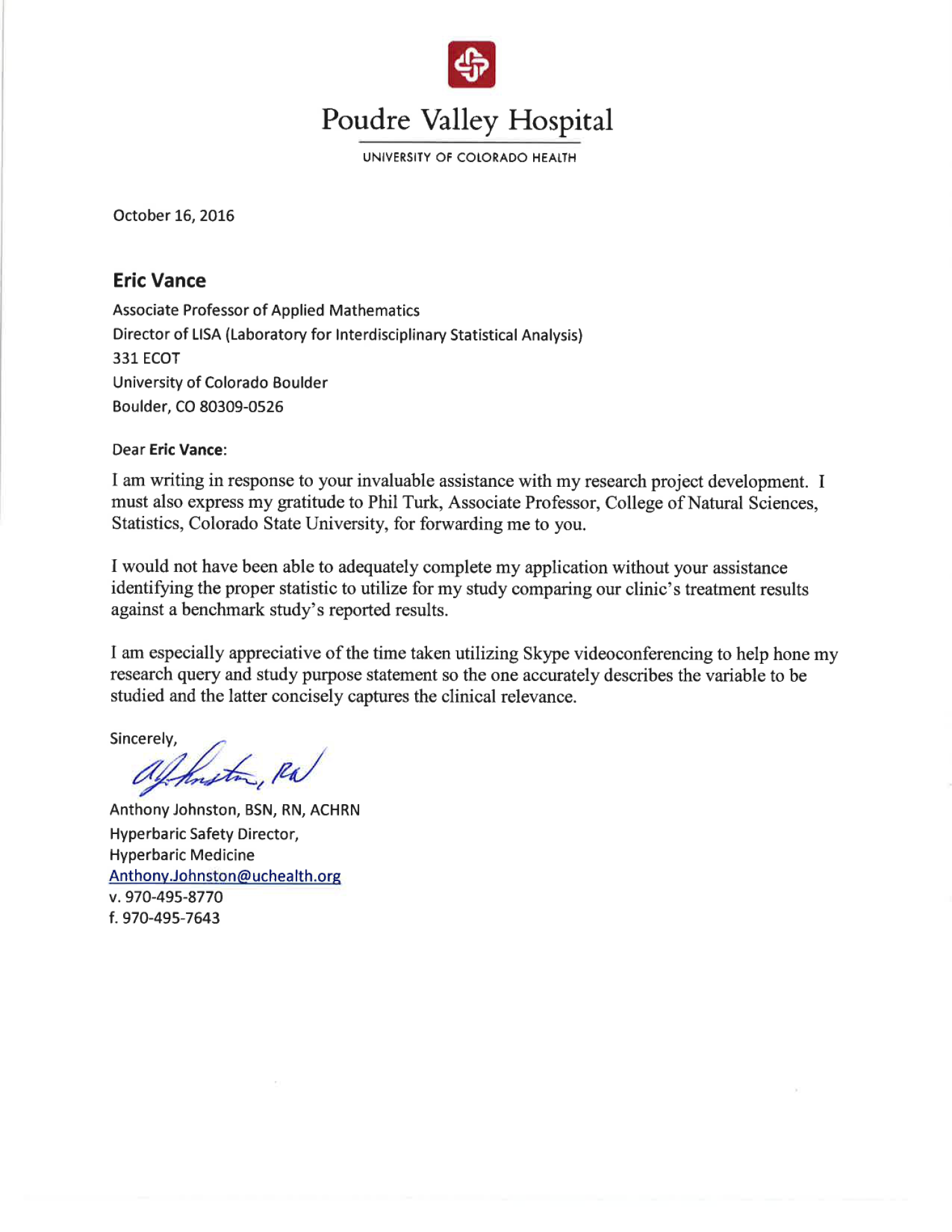 Letter of support for LISA from Anthony Johnston