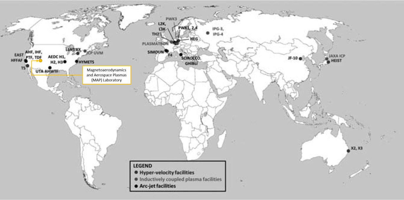 MAPLAB Location Among other High Enthalpy Test Facilities