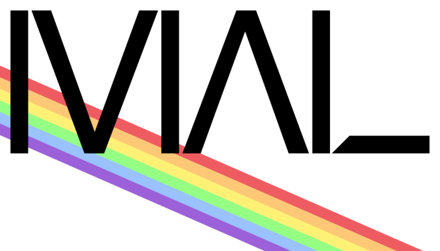 MAL ascii logo with a diagonal strip of rainbow colors