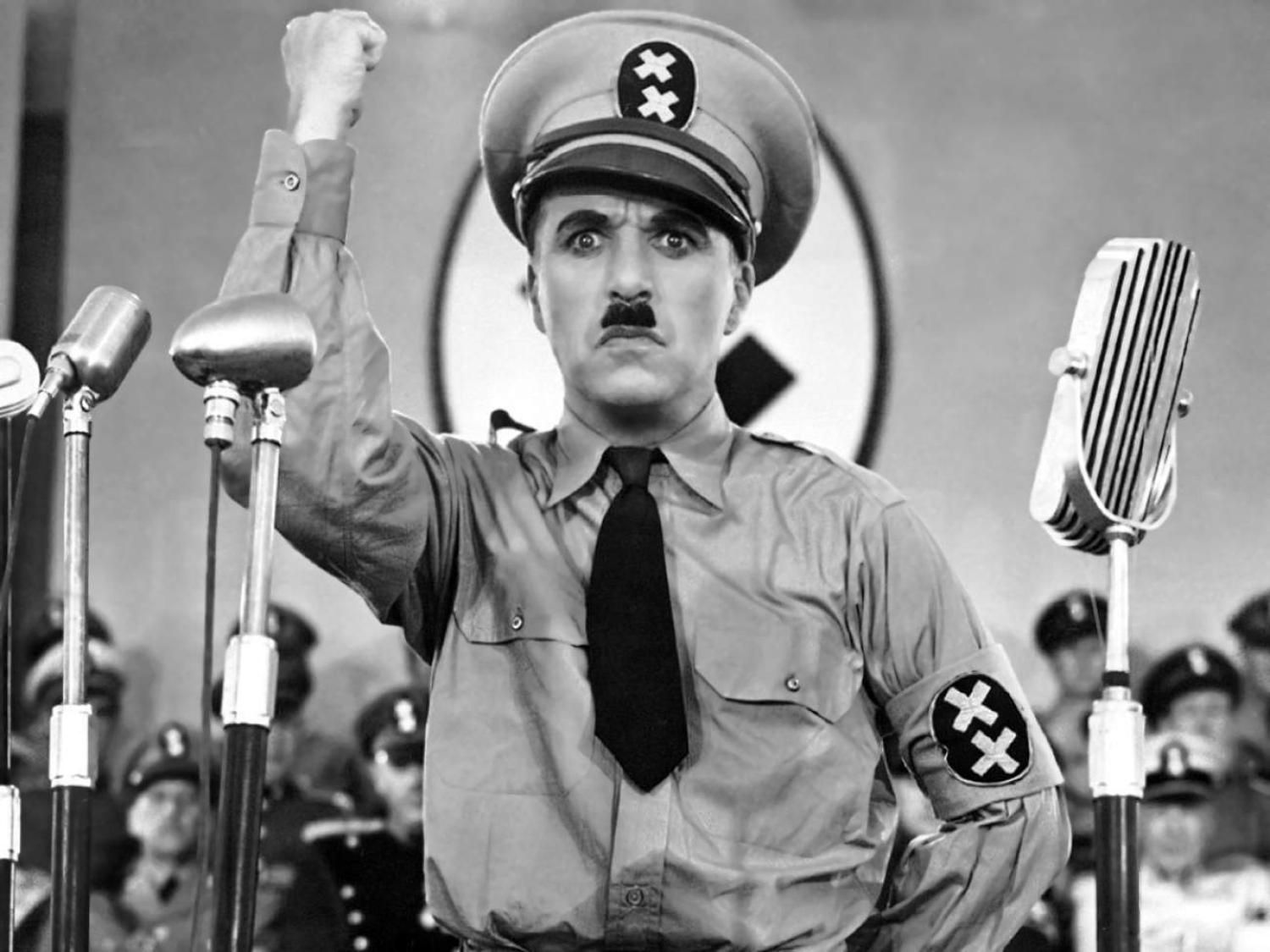 Charlie Chaplin in The Great Dictator (public domain).