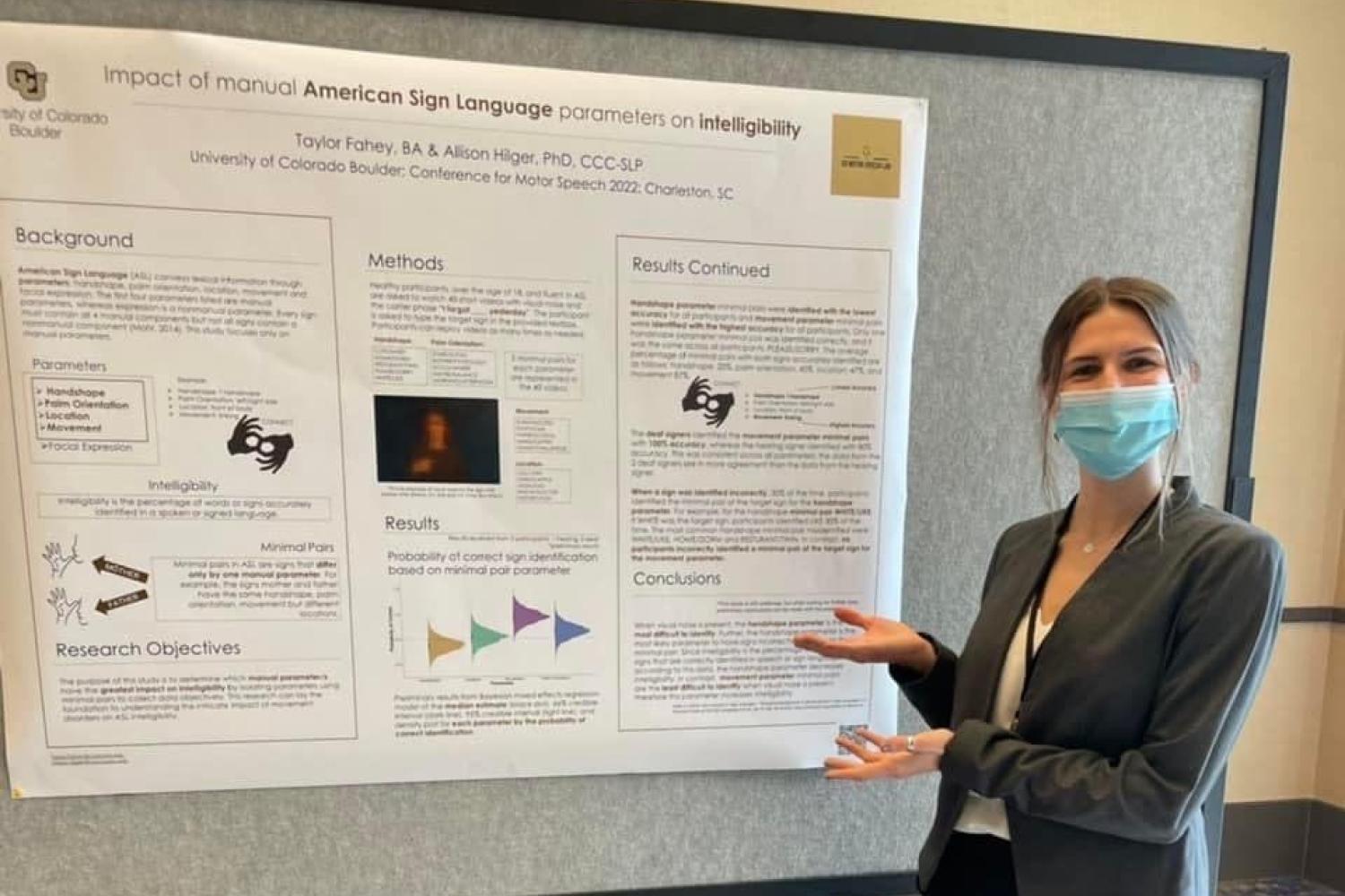 Taylor Fahey presenting at the Motor Speech Conference (February 2022)