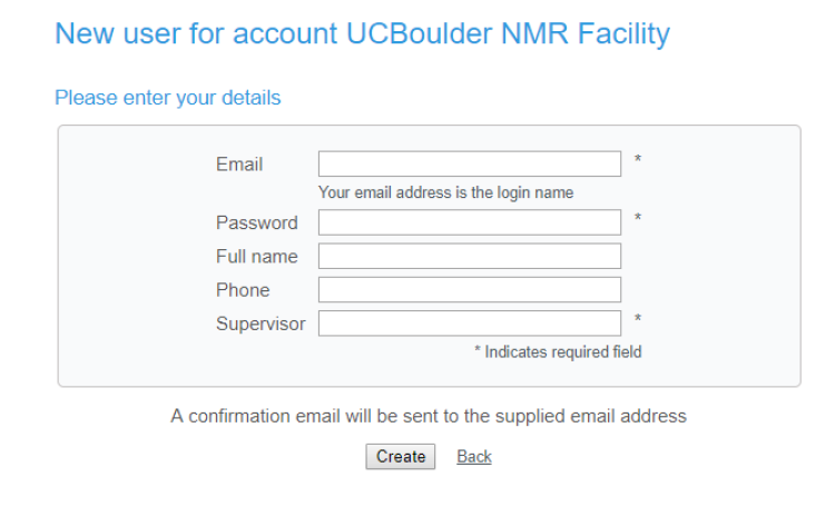 New user account information