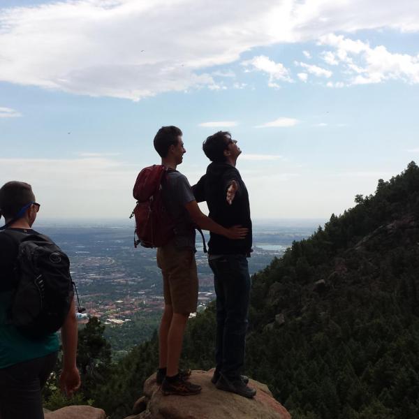 Dramatic pose with Ty and Tashi above the flatirons