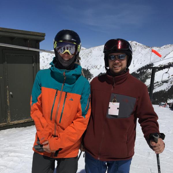 Tashi and Brad P out skiing