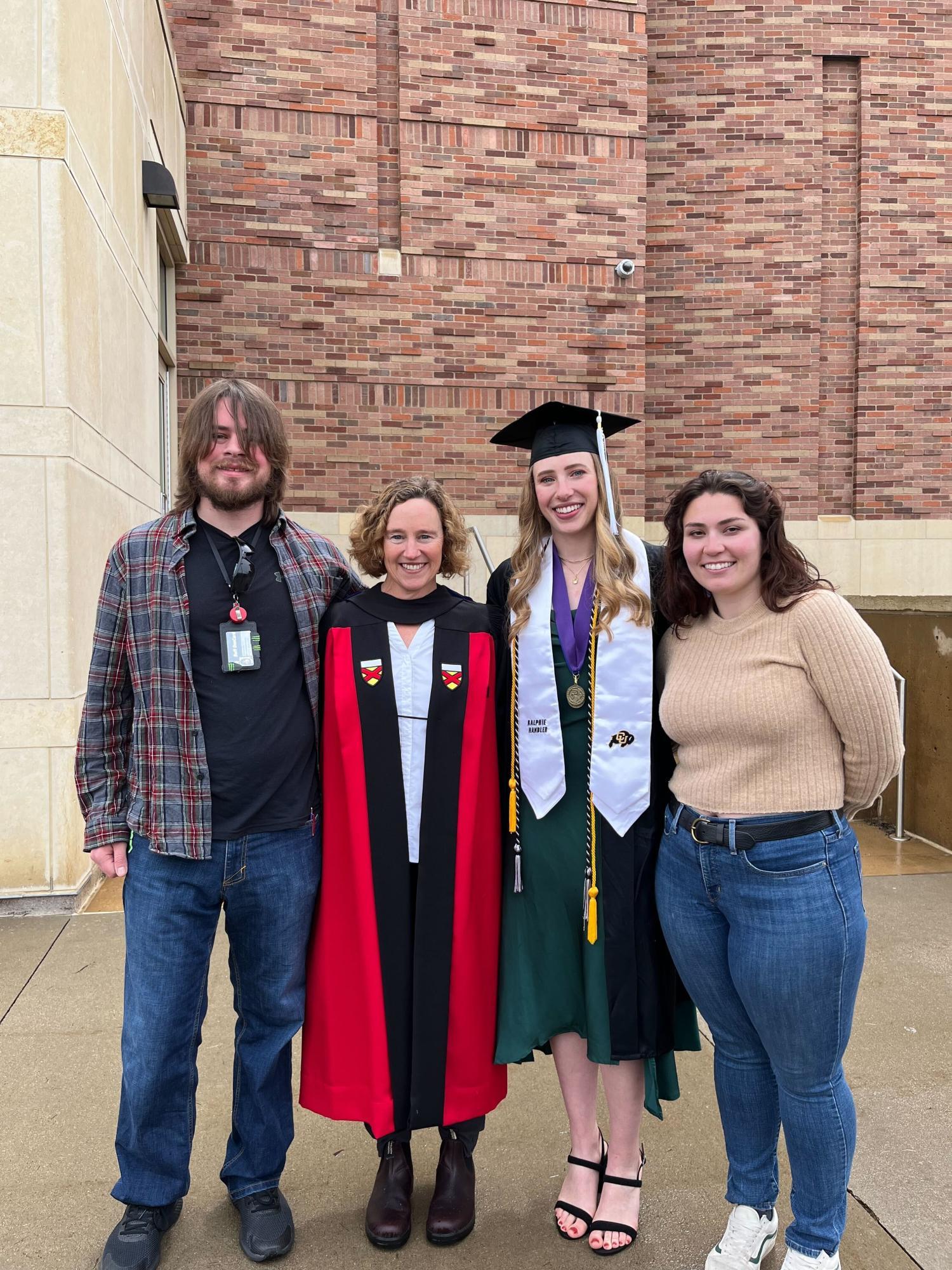 (left to right) Logan, Amy, Caitlyn, and Erin at Caitlyn's graduation ceremony!