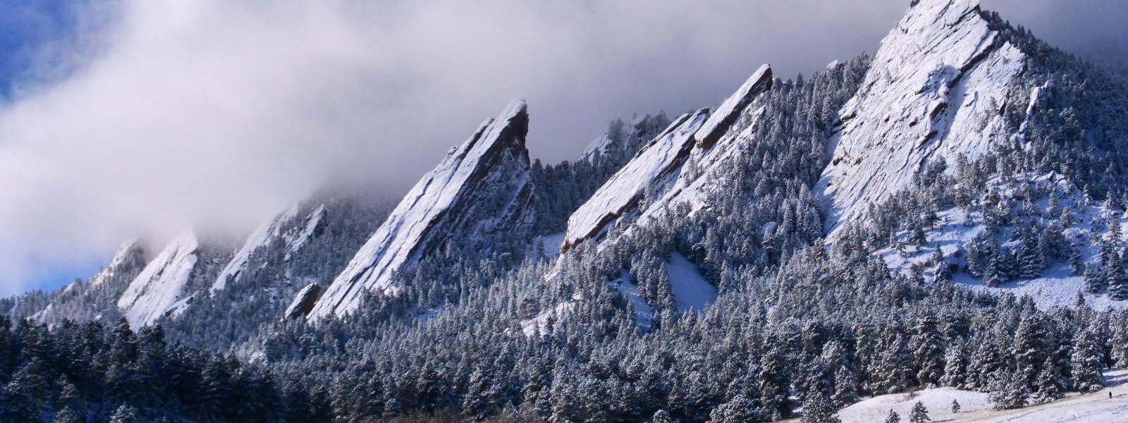Snow covered flatirons