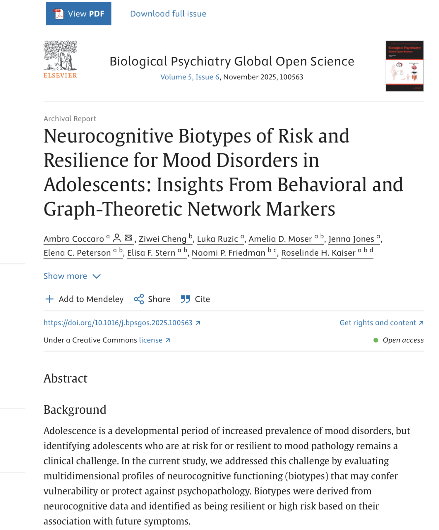 study on Neurocognitive Biotypes of Youth Depression