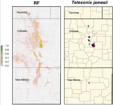 map of Telesonix jamesii distribution