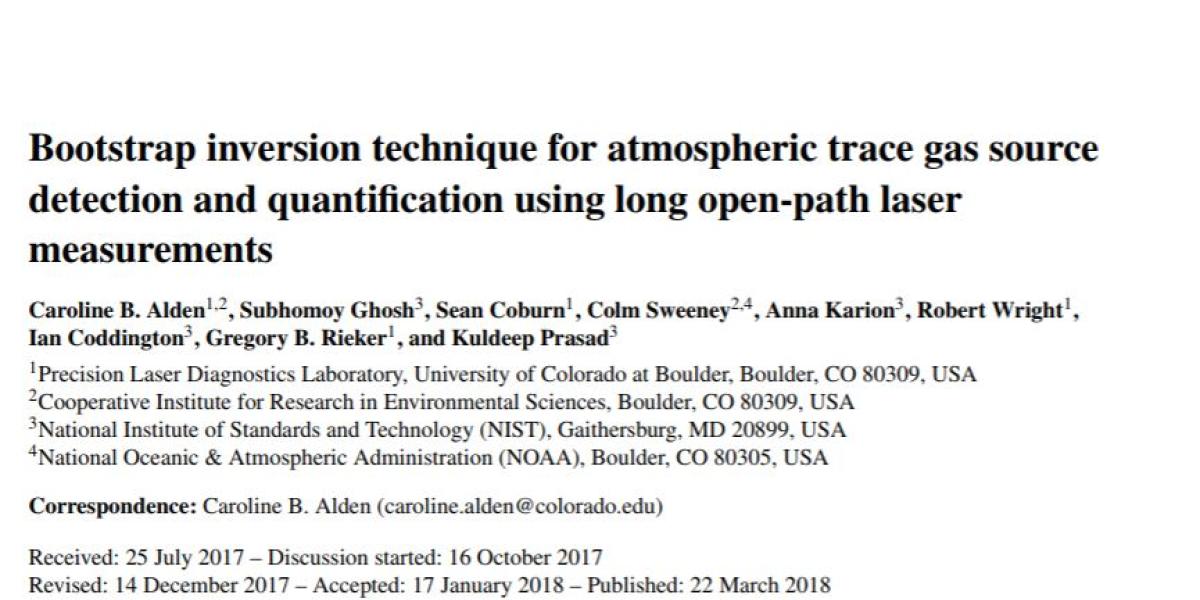 The front page of Caroline's paper on Atmospheric Measurement Techniques