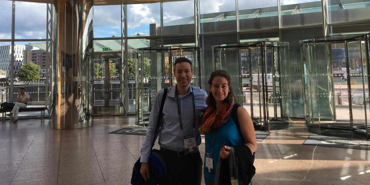 Greg Rieker and a student at the International Symposium on Combustion