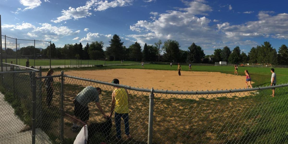A spacious kickball field