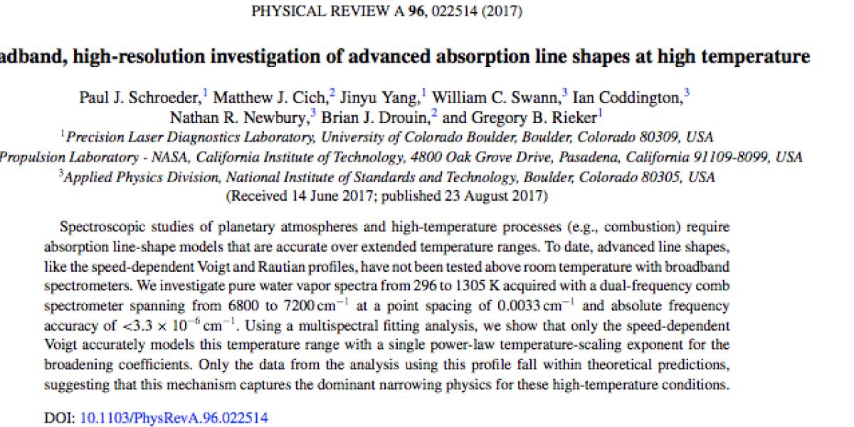 The front page of the Schroeder research paper in Physical Review A
