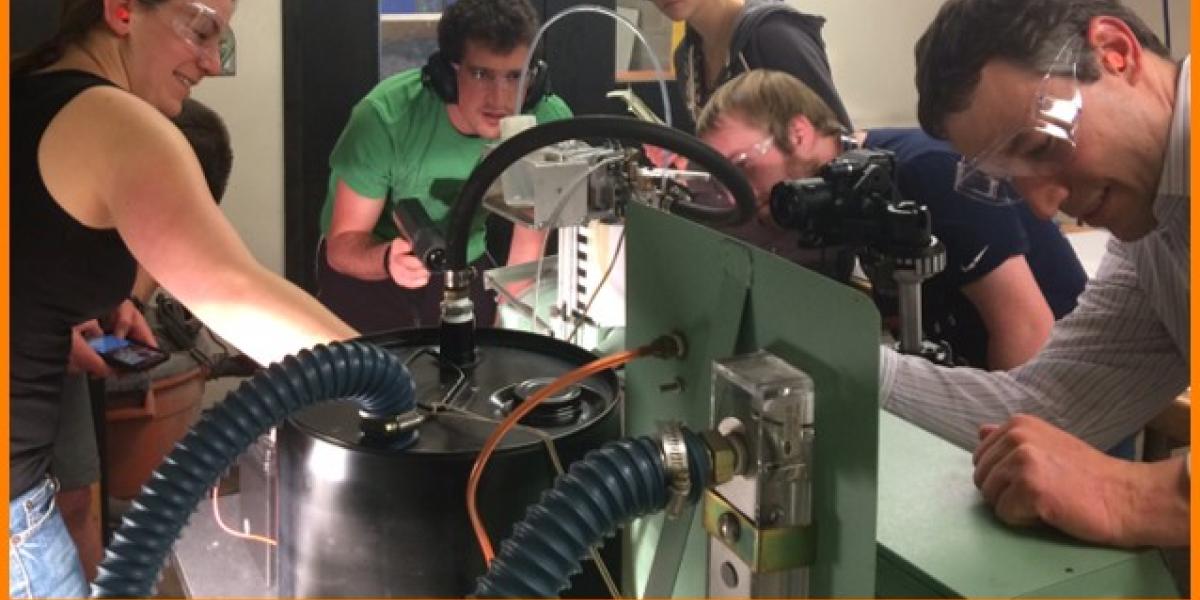Students working in a capstone lab