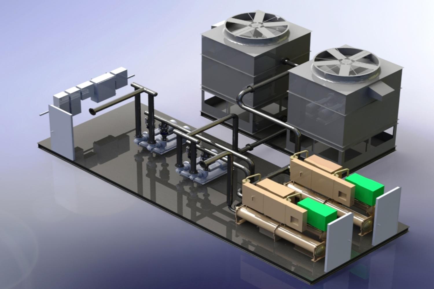 A modern chilled plant in HVAC system