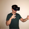 SBS Lab researcher is testing the VR device