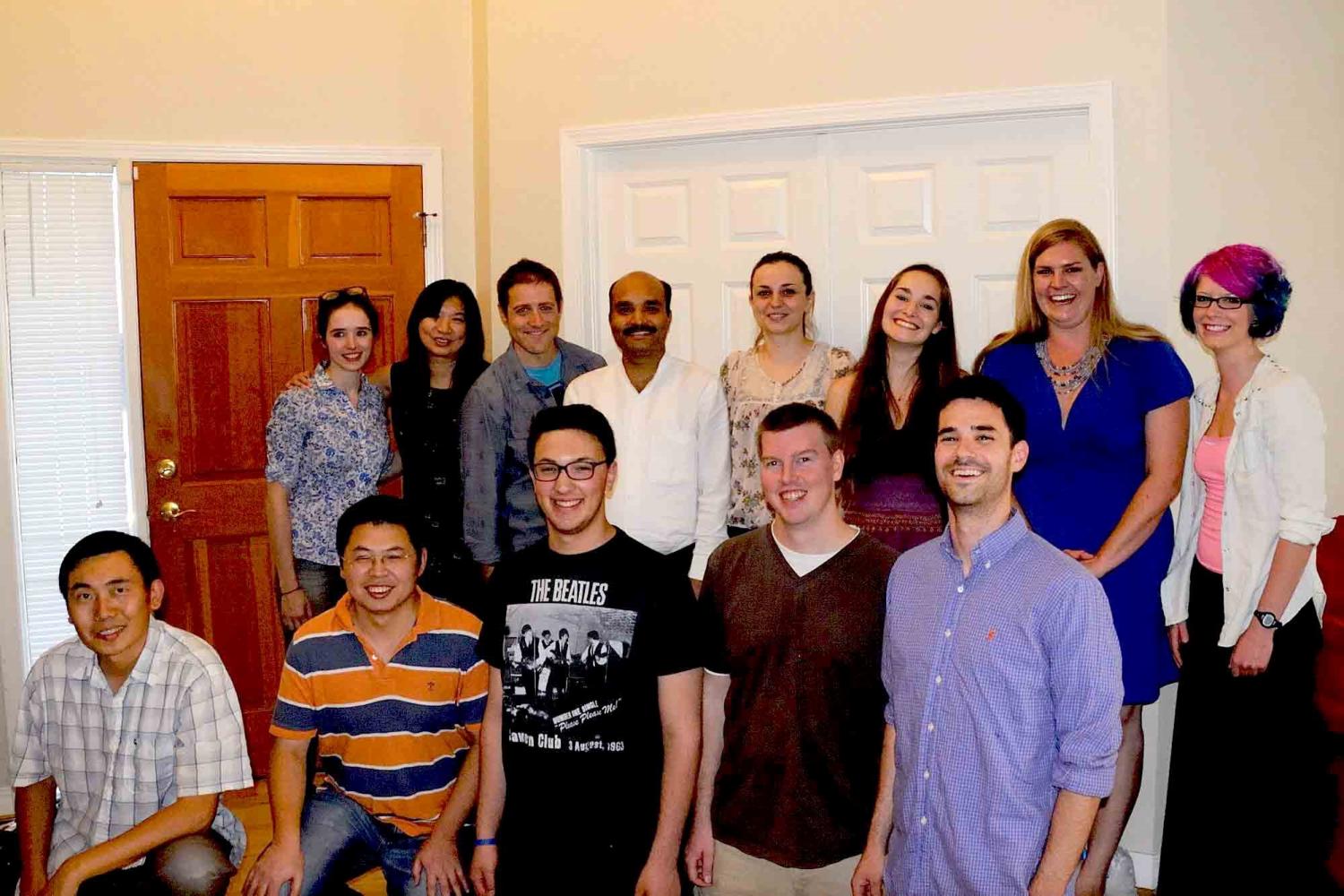 August 2014 2014-08: Front from left: Jingshi Shen, Haijia Yu, Joshua Morgenstern, Dan Gulbranson, Jake Sheppard. Back from left: Bridget Menasche, Yan Ouyang, Eric Davis, Shailendra Rathore, Ivana Vasic, Zoe Praggastis, Jessica Miller, Alex Paine.