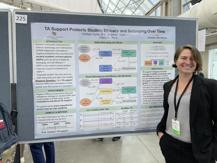 Chelsea Taylor presenting a poster at the SPSP conference in 2024