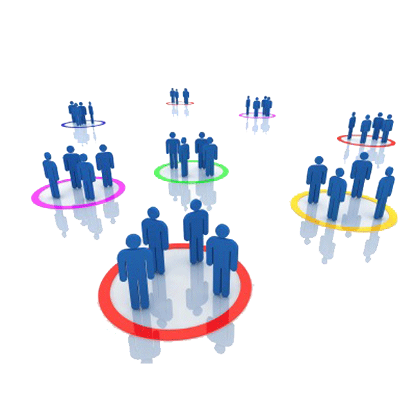 groups of people in separate circles