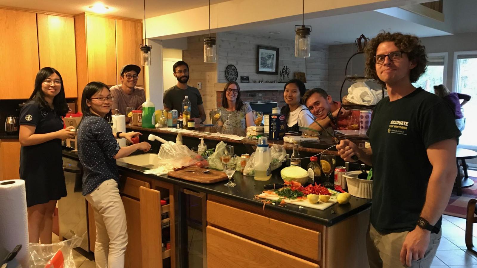 The Spencer Lab making dinner during the 2019 Lab Retreat in Keystone, Colorado. 