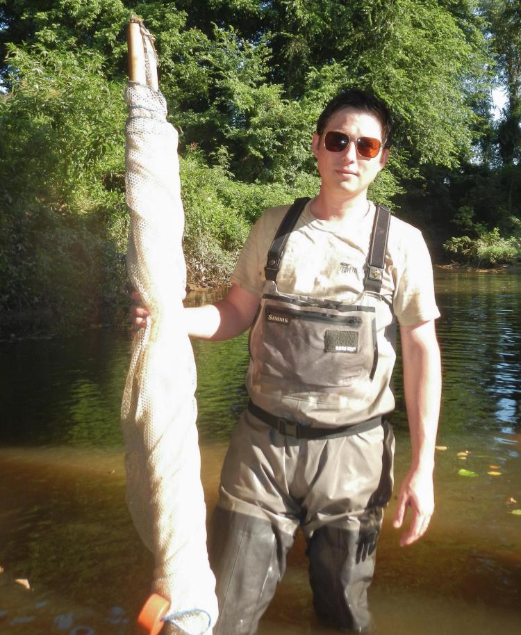 Tyler with a seine