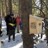 Kathryn demonstrating how to properly string up a nest box