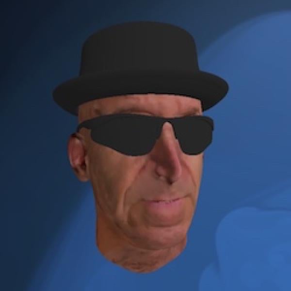 an artist digital illustration of a headshot of Professor Mark Amerika