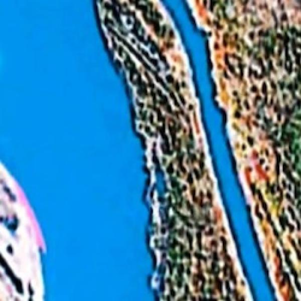 an arial view of a river and land digitized