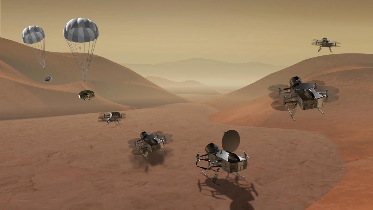 A lander on the surface of Mars