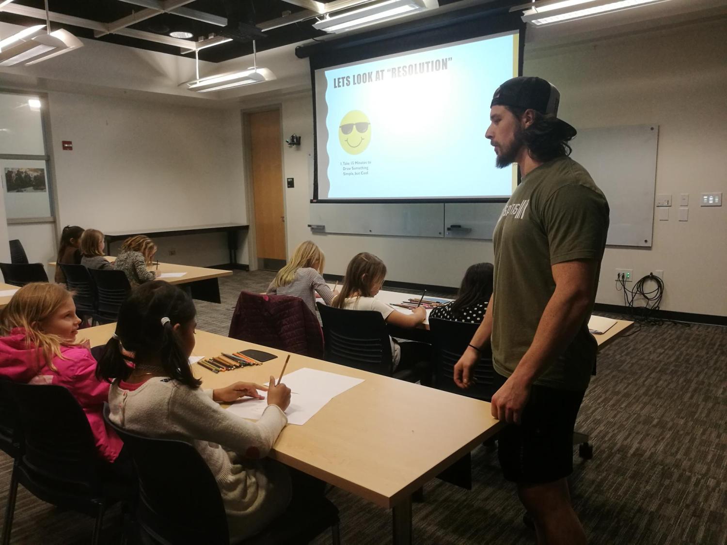 Rob:interacting with girls about hands on activities