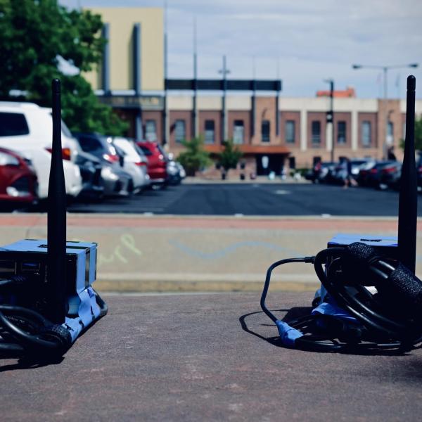 WIRG devices in front of Folsom Field.