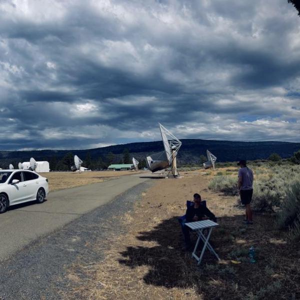 Thomas Brinkeotter and Stefan Tschimben near the drone landing pad.