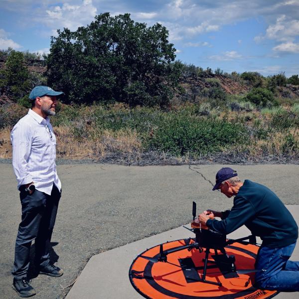 Thomas Brinkoetter setting up a drone.