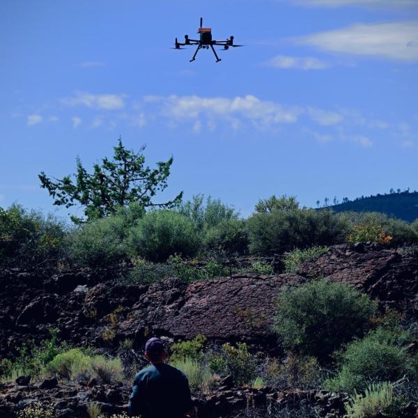 Thomas Brinkoetter flying a drone.