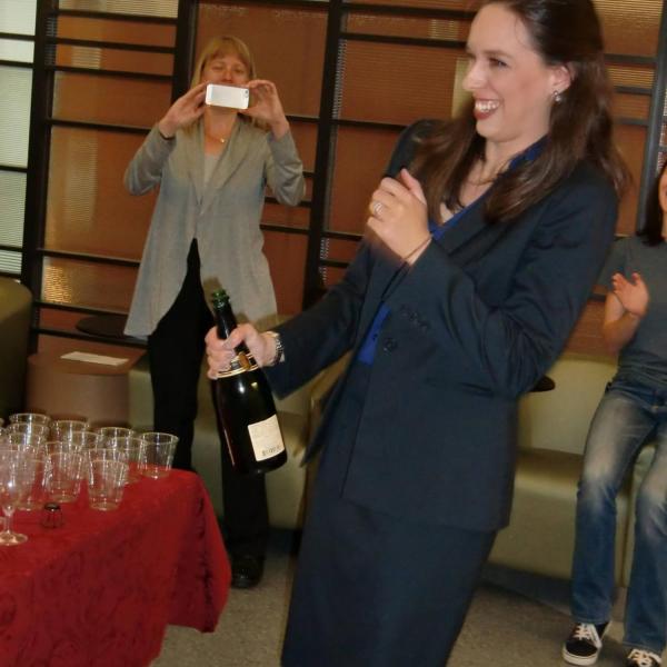 Marissa defends her thesis and Debbie takes a photo! (May 2017)