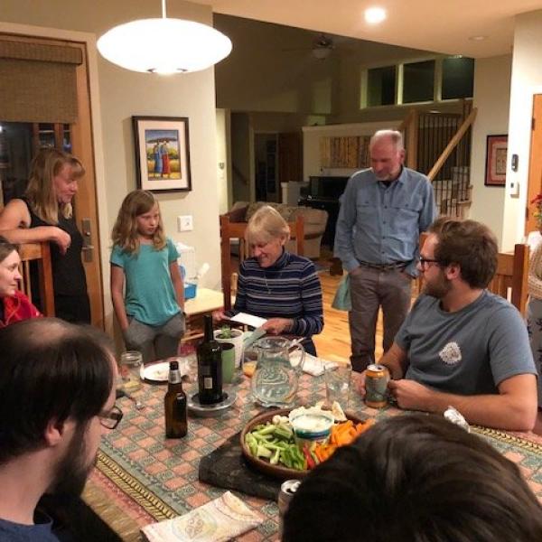 Leslie receives her retirement gift from the lab - happy retirement Leslie!