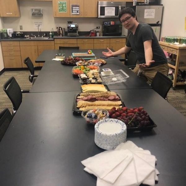 Nick sets up for Leslie's retirement party