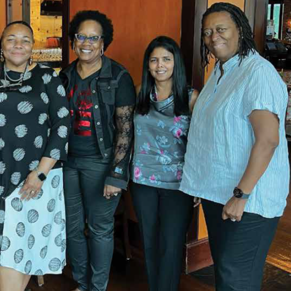 From left: Colorado Law's Jeremy Jones, Laurie Rust '06, Dean Lolita Buckner Inniss, Lisa Neal-Graves '06, Rita Sanzgiri '06, and Hon. Claudia Jordan '80