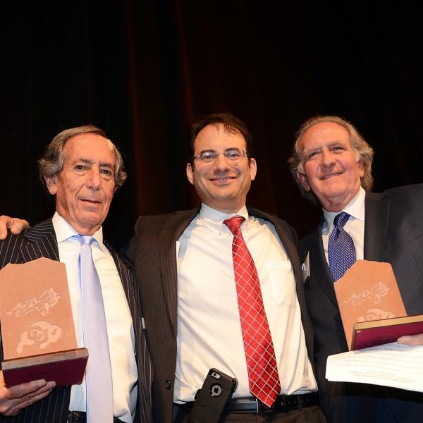 Dean Weiser presenting the William Lee Knous Award to Steven W. Farber ('68) and Norman Brownstein ('68)