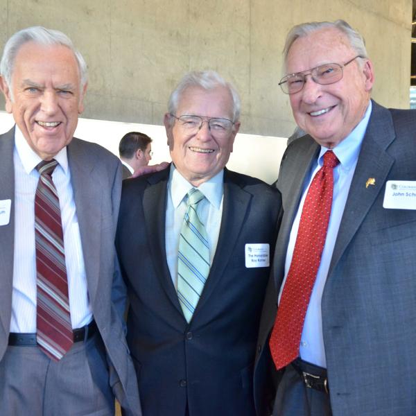 Larry DeMuth ('51), Gov. Roy Romer ('52), and John Schultz ('53)