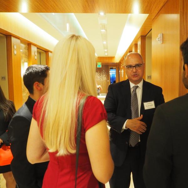 Students speaking with Justice Boatright at 2016 reception