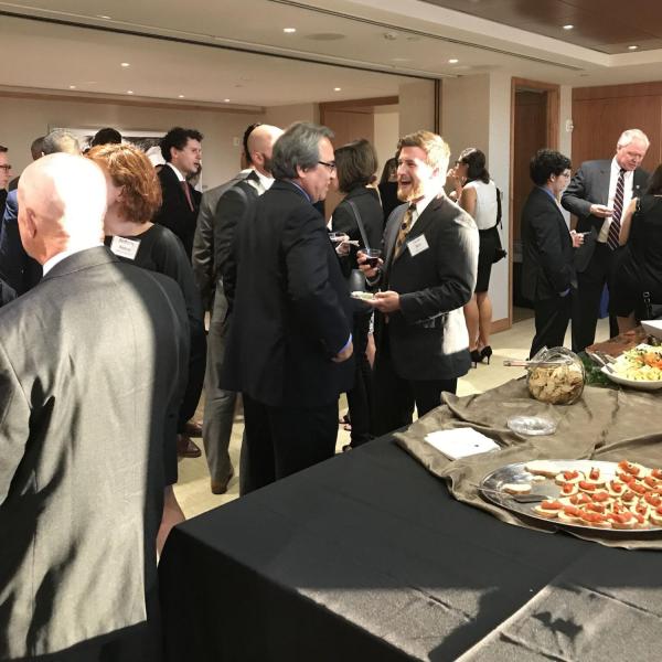 Students mingling at 2018 reception