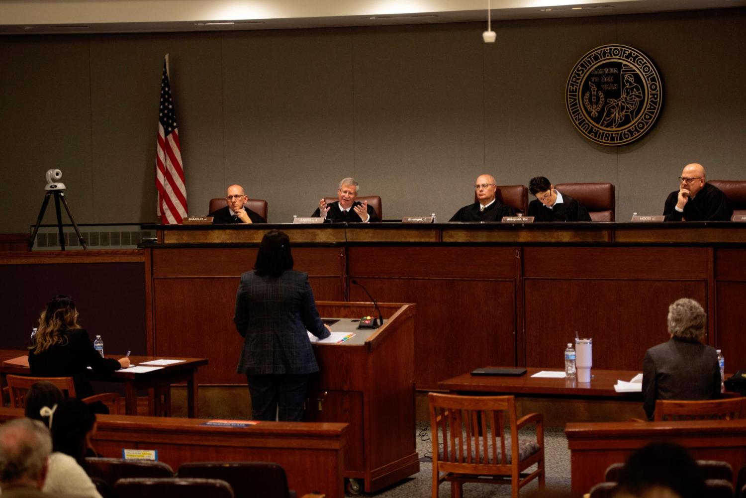 co Supreme Court judges hear a case