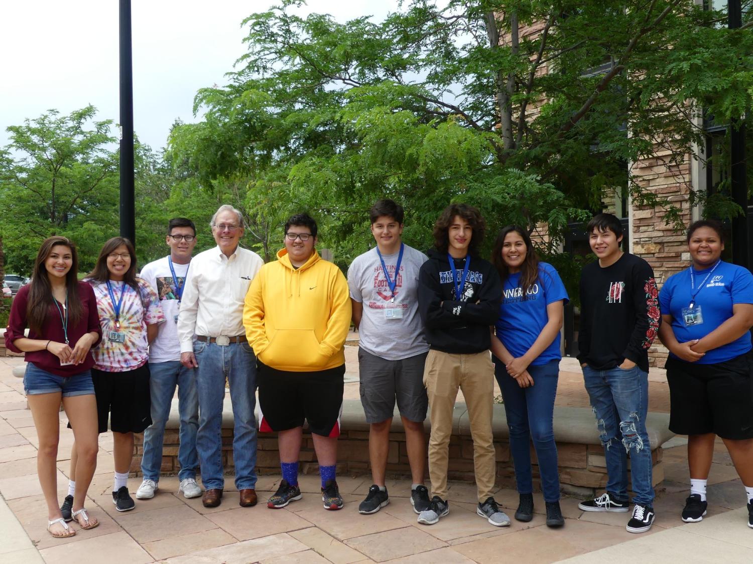 Professor Charles Wilkinson with high school students from Winnebago Public School