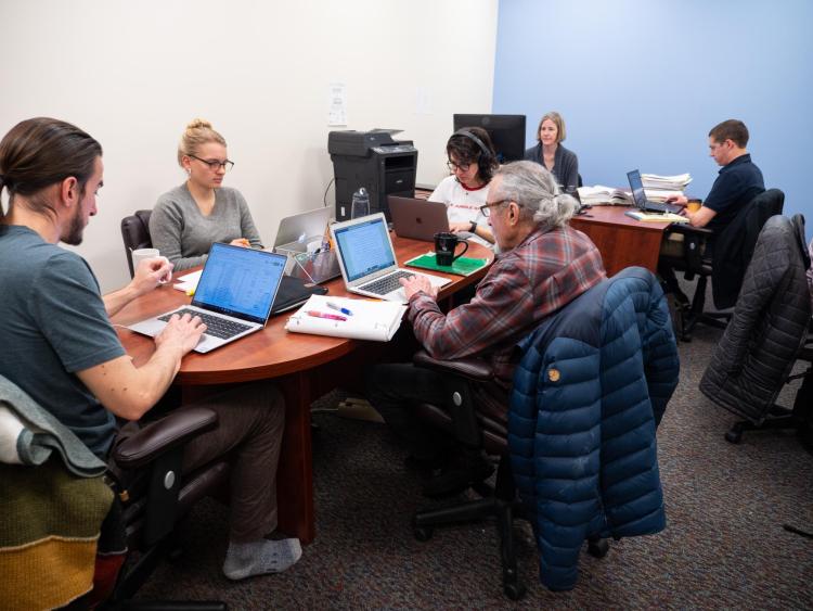 A team of volunteers at the Korey Wise Innocence Project office.